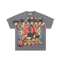 DUAA Charging Bull Fire Flame Vintage Graphic Oversized T‑Shirt