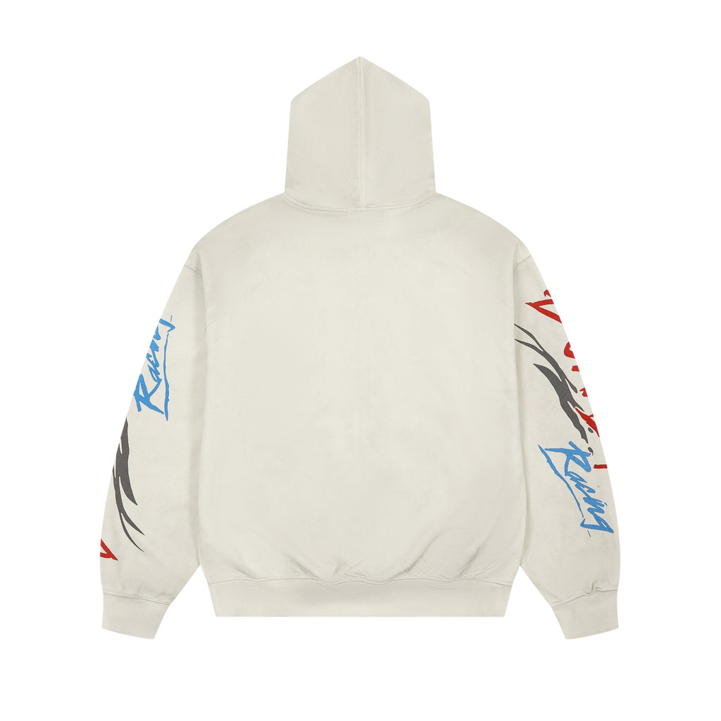 DUAA Racing Helmet Graphic Zip‑Up Hoodie Vintage Streetwear Hooded Jacket