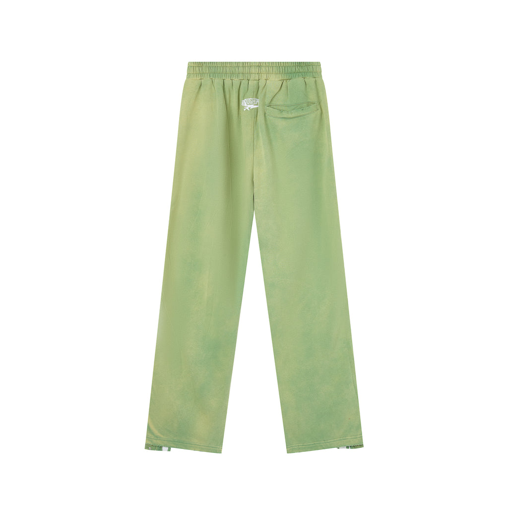 RoughPlay Sage‑Green Double‑Side White Stripe Straight Leg Sweatpants