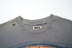 RoughPlay Urban Figure Explosion Scene Graphic Distressed Short‑Sleeve Tee Vintage Streetwear T‑Shirt