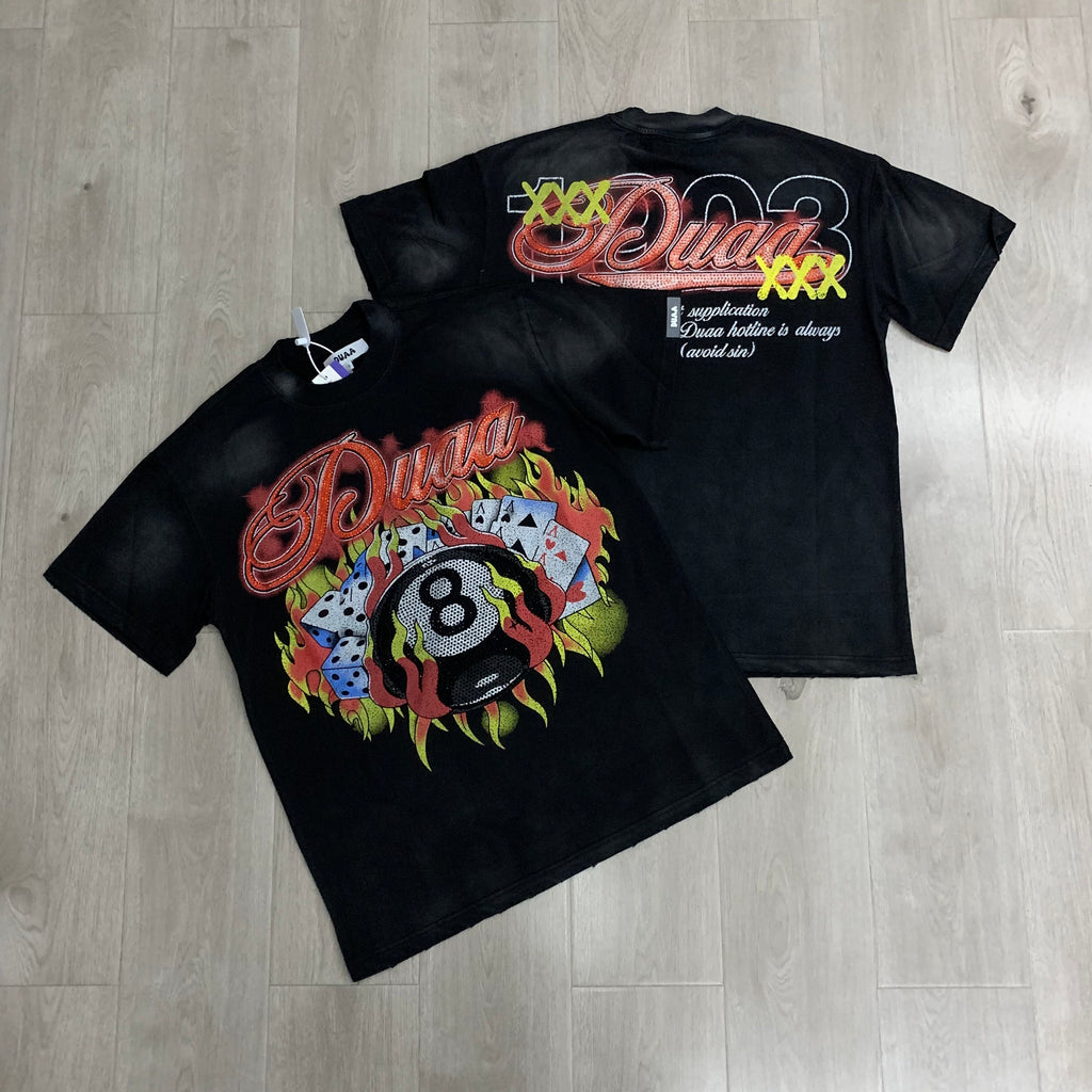 DUAA 8‑Ball Poker Fire Vintage Graphic T‑Shirt