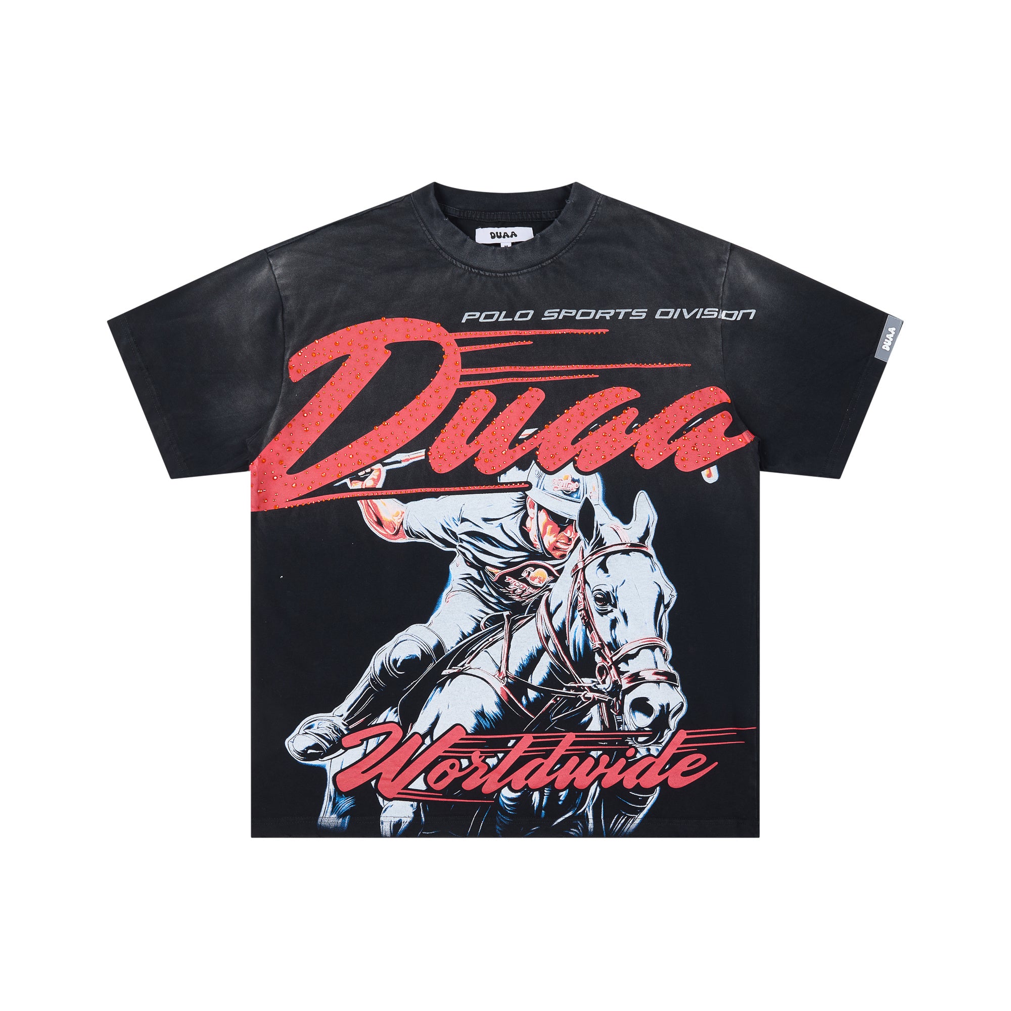DUAA Worldwide Cowboy Horse Rider Vintage Washed Graphic T‑Shirt