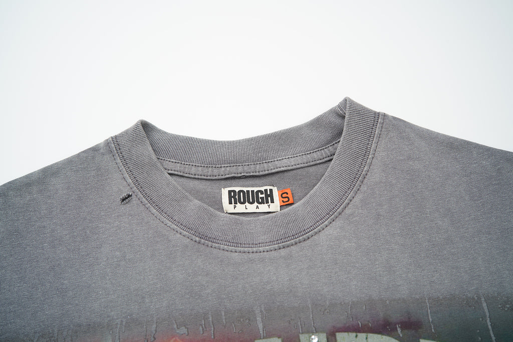RoughPlay Rock Band Portrait Graphic Distressed Short‑Sleeve Tee Vintage Streetwear T‑Shirt