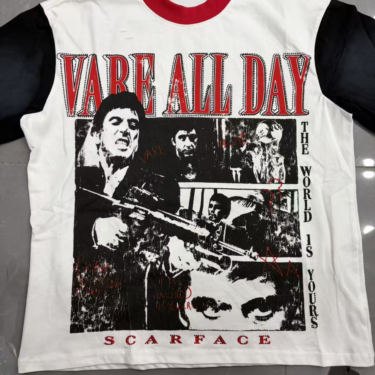 Vareallday Scarface Movie Collage Ringer T‑Shirt