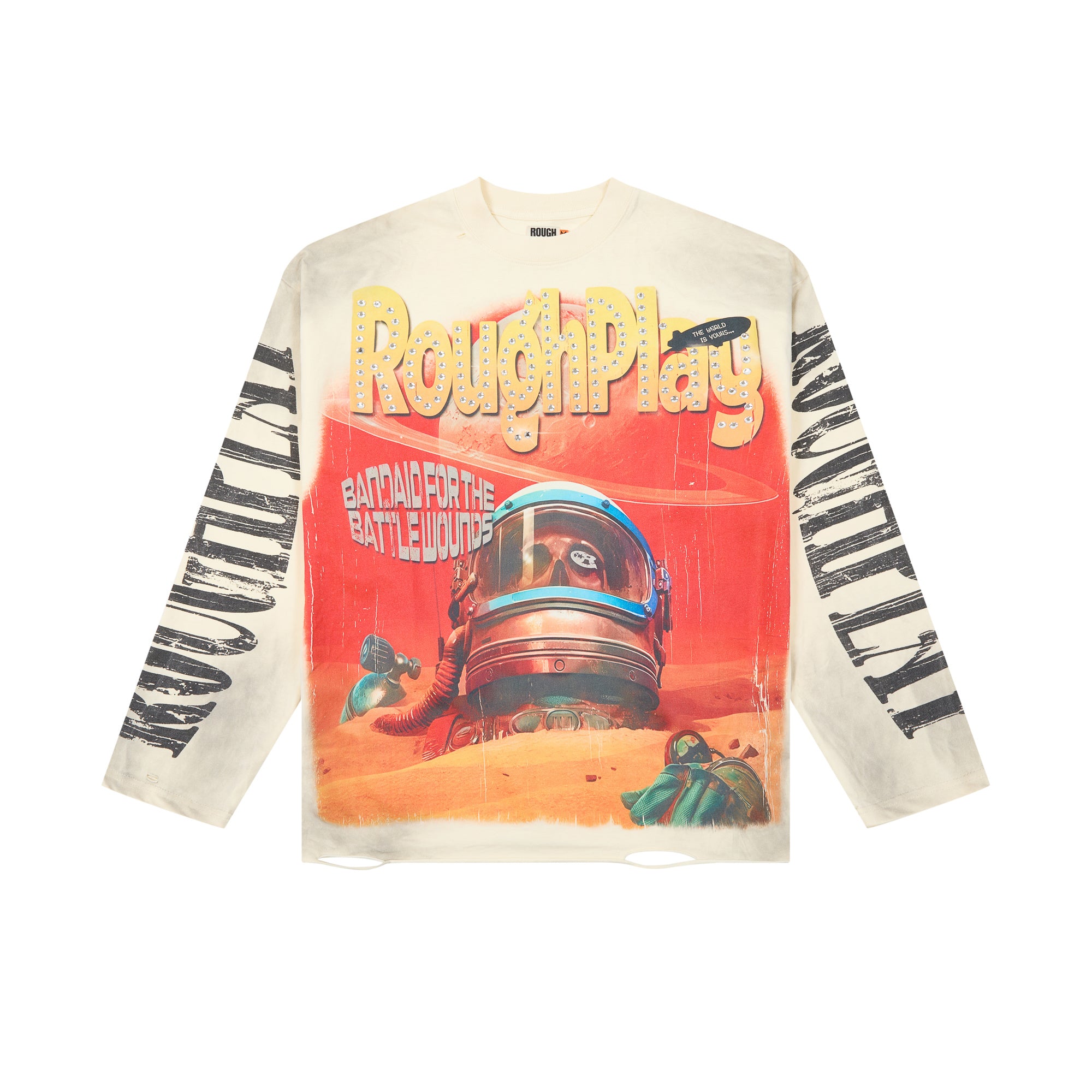 RoughPlay Astronaut Mars Vintage Distressed Long Sleeve Tee
