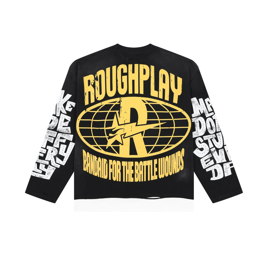 RoughPlay Zombie Skull Graphic Distressed Long Sleeve Tee