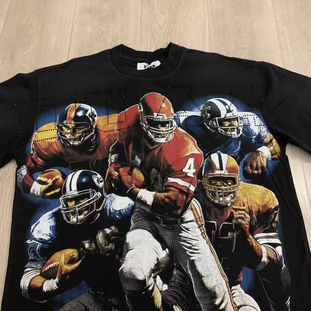 DUAA American Football Players Collage Vintage Graphic T‑Shirt