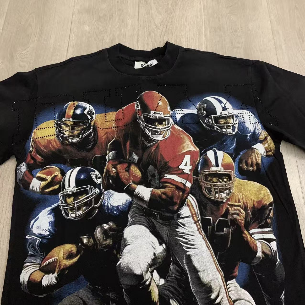 DUAA American Football Players Collage Vintage Graphic T‑Shirt