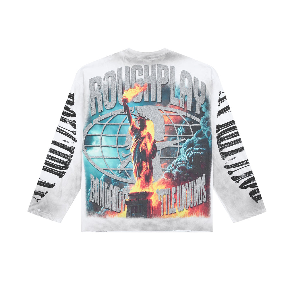 RoughPlay Statue Of Liberty Vintage Distressed Long Sleeve Tee