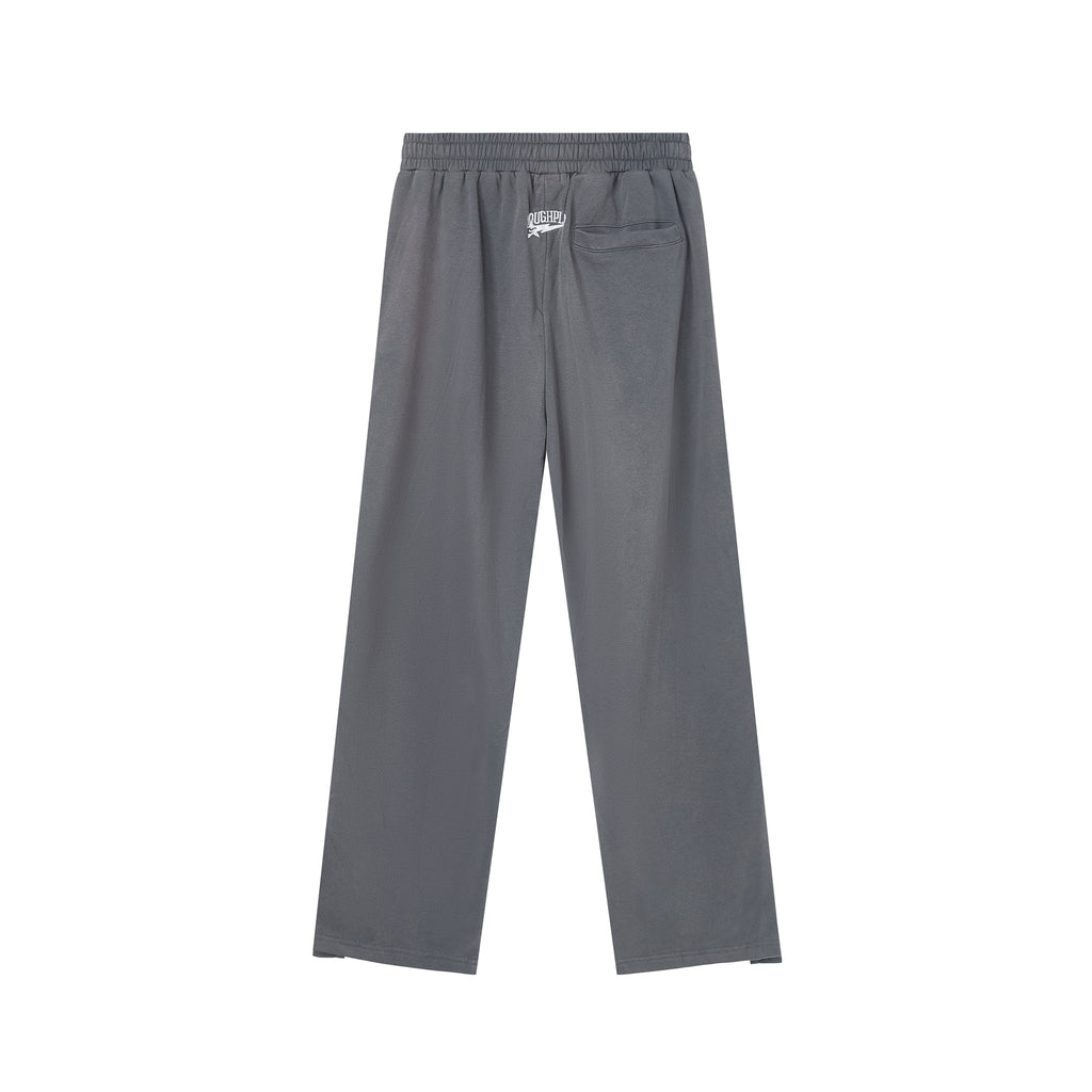 RoughPlay Dark‑Grey Double‑Side White Stripe Straight Leg Sweatpants
