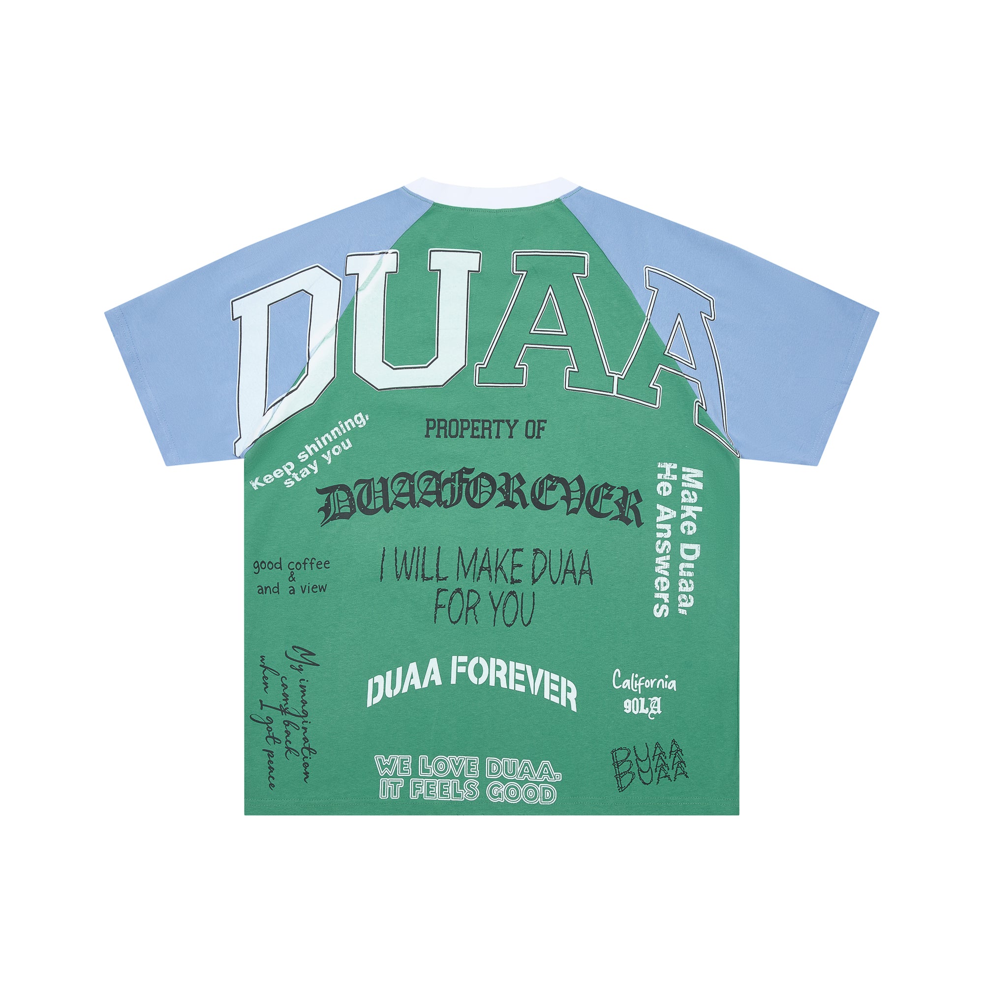 DUAA Raglan Slogan Letter Graphic Short Sleeve Tee