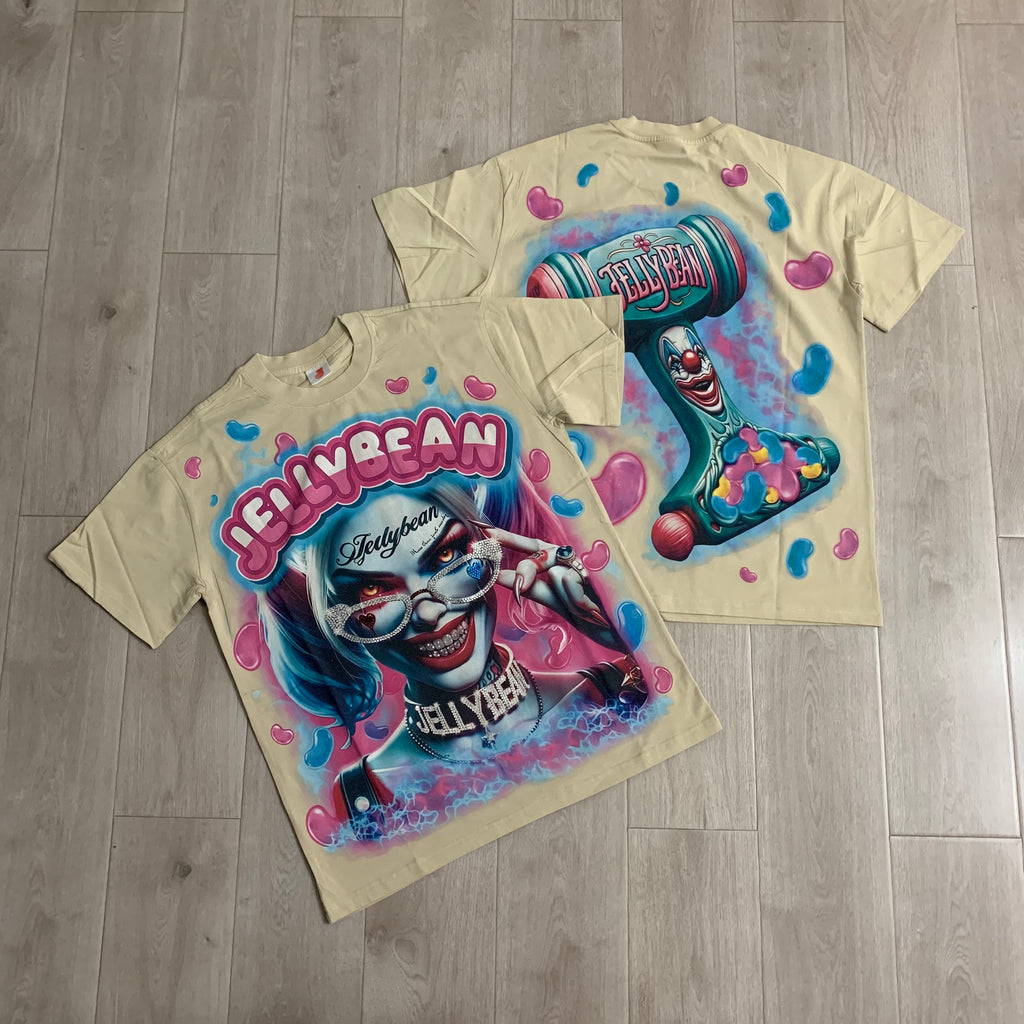 DUAA JELLYBEAN Harlequin Girl Heart Graphic Short Sleeve Tee