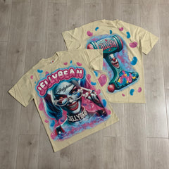 JELLYBEAN Harlequin Girl Heart Graphic Short Sleeve Tee