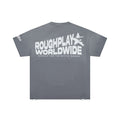 DUAA Distressed R Letter Circular Print Short Sleeve Tee