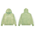 RoughPlay Green Tie‑Dye Varsity Stripe Zip‑Up Vintage Hoodie