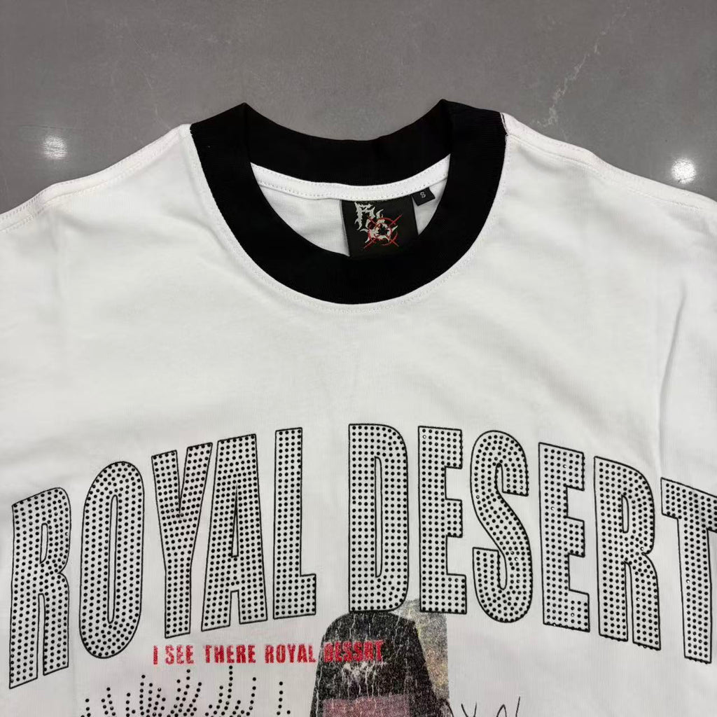 Royal Desert Collage Eye Graphic Contrast Sleeve T‑Shirt
