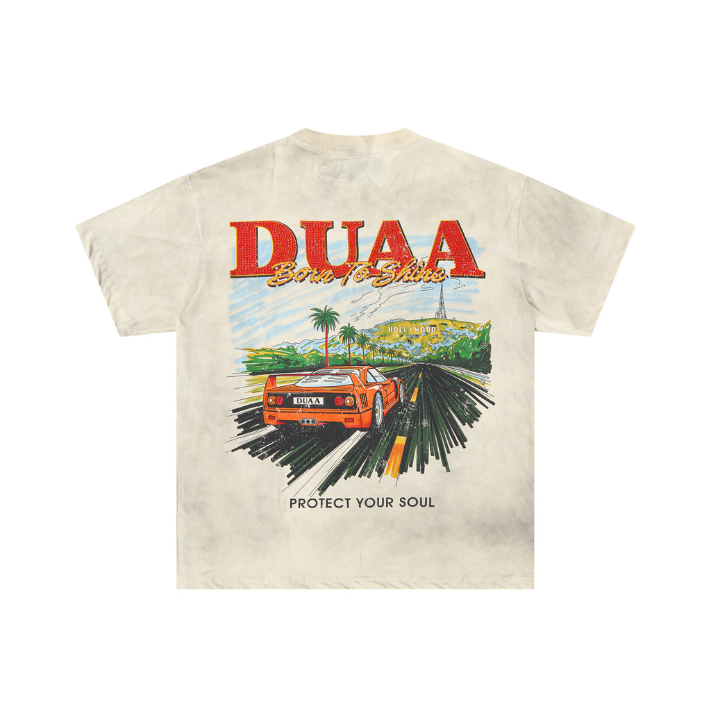DUAA Born To Drive Vintage Sports Car Graphic T‑Shirt