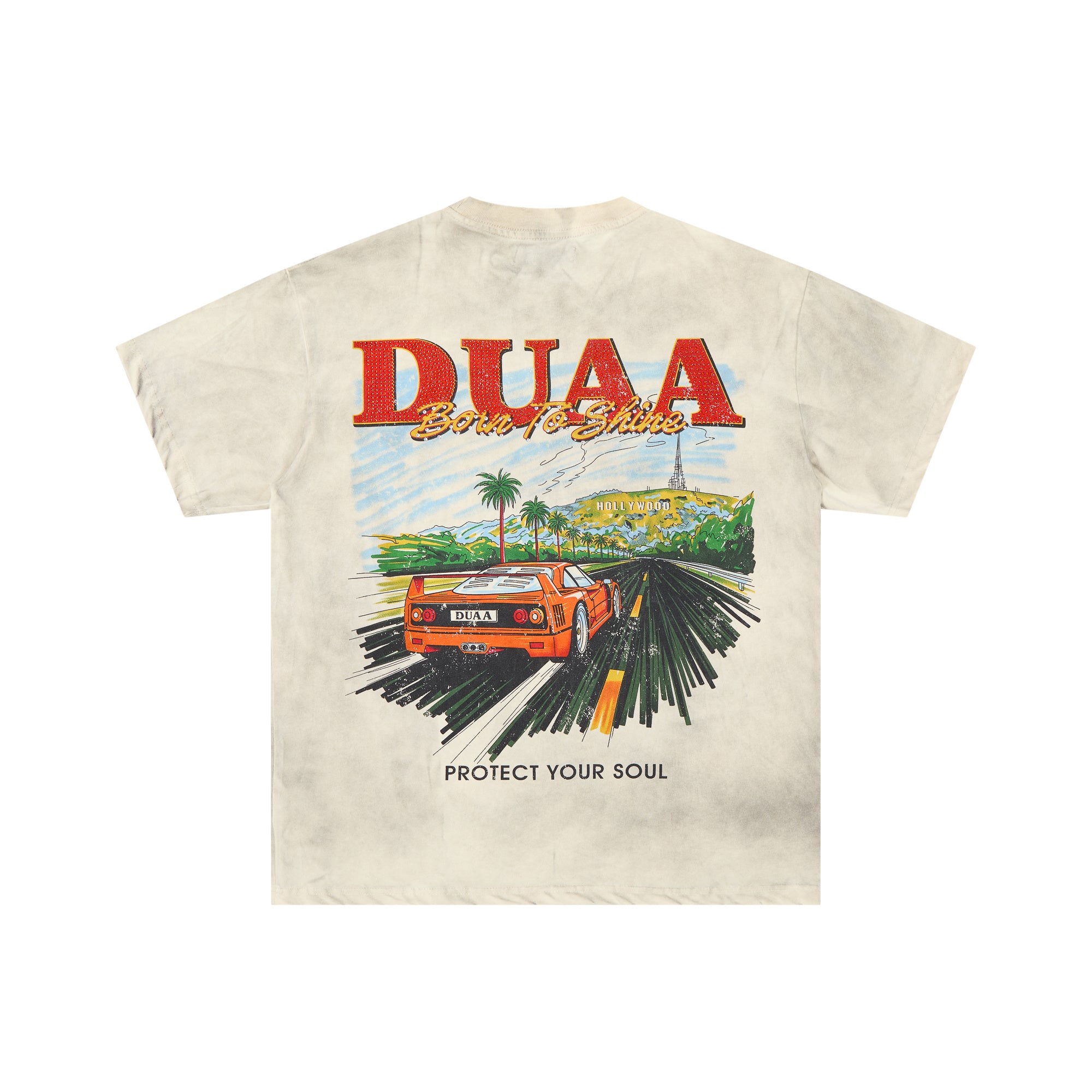 DUAA Born To Drive Vintage Sports Car Graphic T‑Shirt