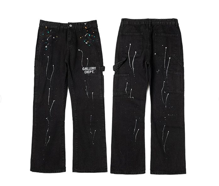 Gallery Dept. Black Splatter Cargo Denim
