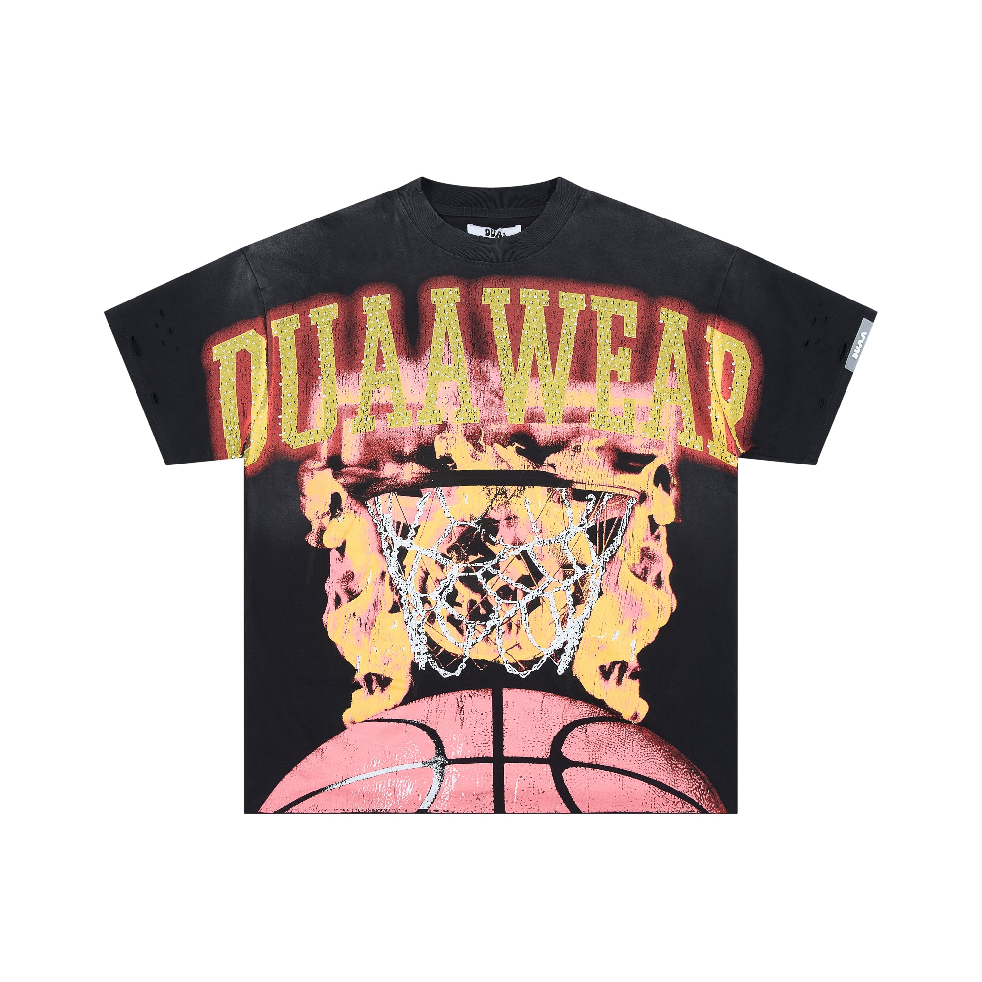 DUAA Wear Vintage Basketball Hoop Distressed Graphic T‑Shirt