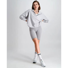 AIMN Grey Threaded Yoga Pentagram Pants for Women, High Waist, Hip Lifting, Slimming, Tight Fit Sports Pants, Anti Light Skirting Shorts
