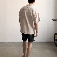 GALLERY DEPT American retro Cuban collar short sleeved shirt loose striped embroidered lazy style versatile shirt