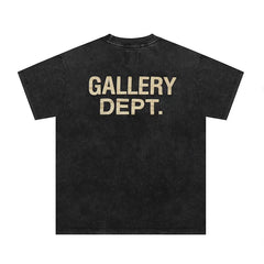 GALLERY DEPT Hot Stamped Printed Alphabet Trendy T-shirt High Street Washed Outdated Men's Loose Short Sleeves Summer
