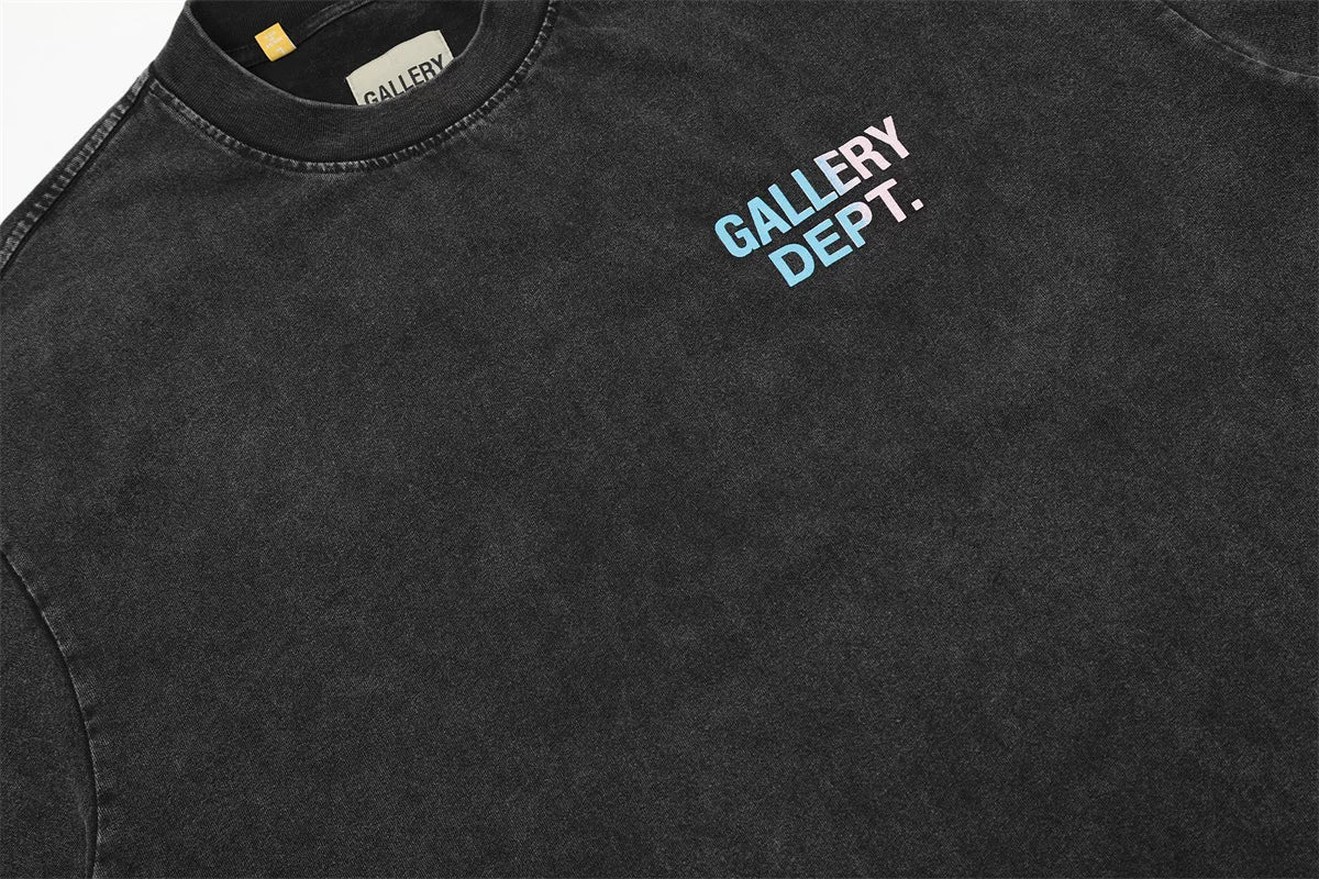 GALLERY DEPT High Street Washed Vintage Colorful Letter Printed Short Sleeve Loose BF Trend Brand Bottom T-shirt