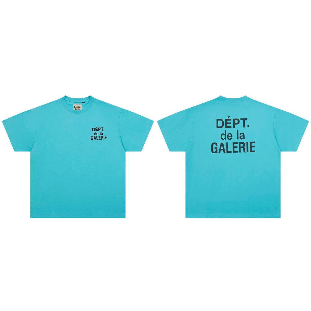 GALLERY DEPT Classic New Color Scheme French Letter LOGO Slogan Pure Cotton Round Neck Men's and Women's Short sleeved T-shirt