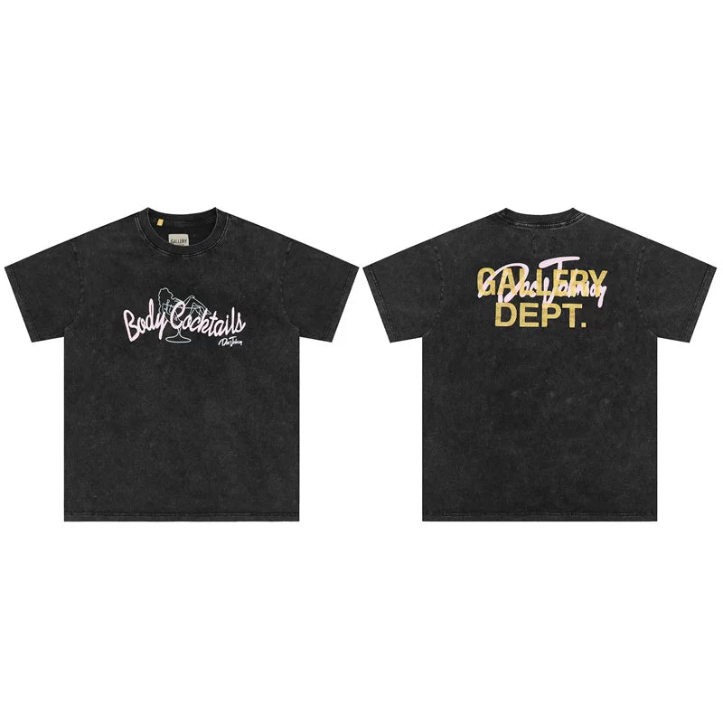 Gallery Dept BODY COCKTAILS TEE High Street Washed Vintage Short sleeved T-shirt Trendy
