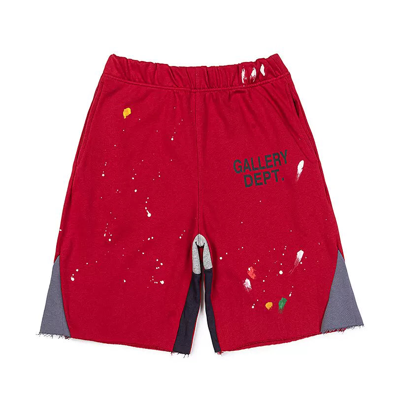 GALLERY DEPT Splicing Ink Splashing Tearing Edge Destruction Shorts Summer Cotton Loose Men's and Women's Casual Pentagram Pants Trendy
