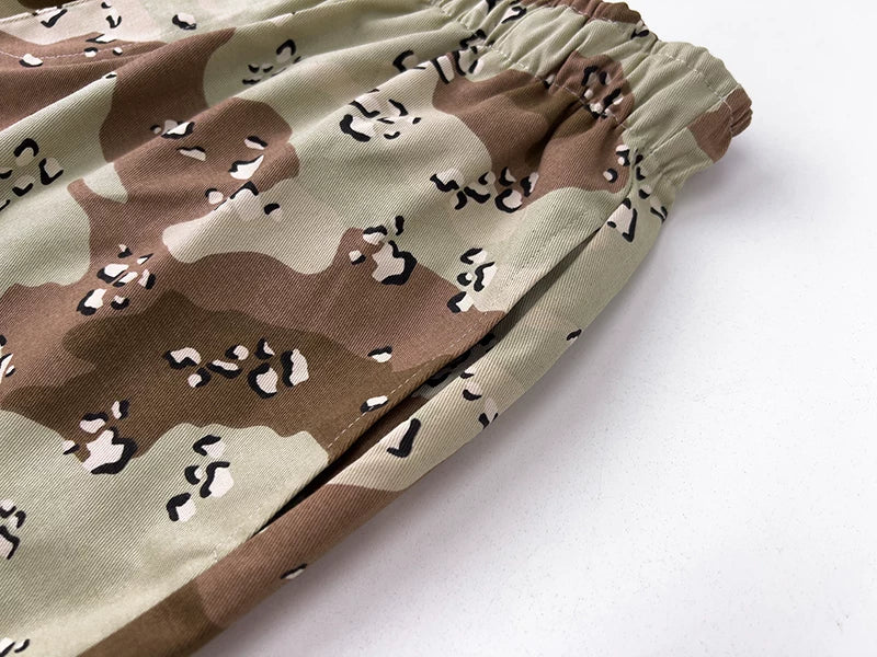 GALLERY DEPT Desert Camo Shorts with Logo Printed Large Shorts, Summer Loose Casual Pants Trendy