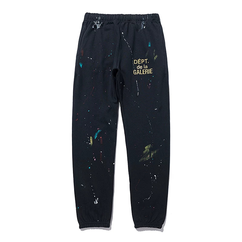 Gallery Dept Ink Splashing Graffiti Thin Pants High Street Trendy Brand Pure Cotton Casual Pants Men's and Women's Foot binding Sports Pants
