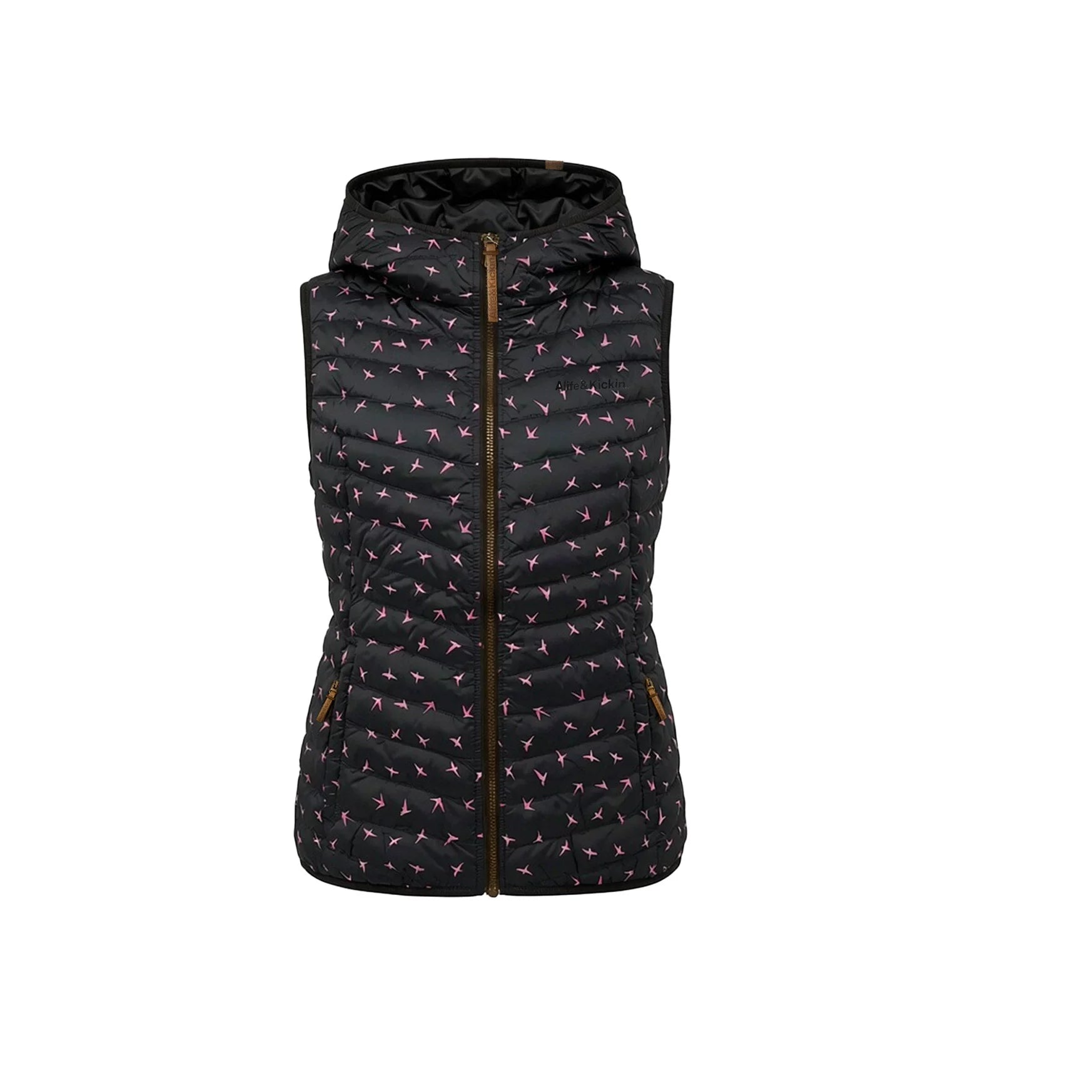 ALIFE\u0026KICKIN Outdoor Warm Hooded Vest Women's Polka Dot Printed Down Cotton Warm Casual Tank Jacket