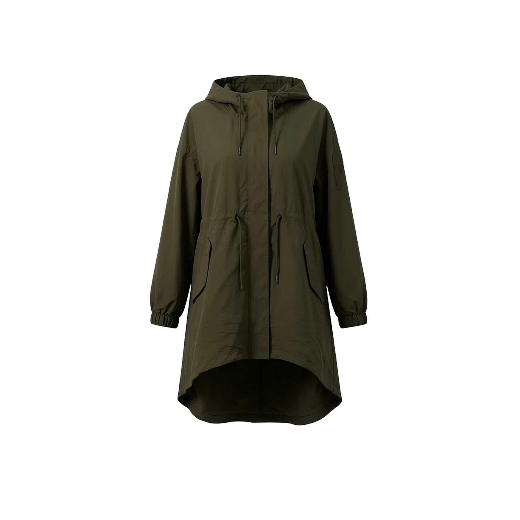 ALIFE\u0026KICKIN/Alef\u0026Kiki hooded drawstring waist cinching parka jacket for women, mid length windbreaker