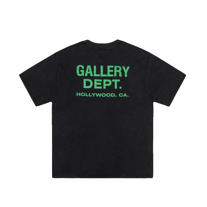 GALLERY DEPT Retro Washed Vintage Letter Printed T-shirt Summer Men's and Women's Loose Street Trendy Brand Short Sleeve