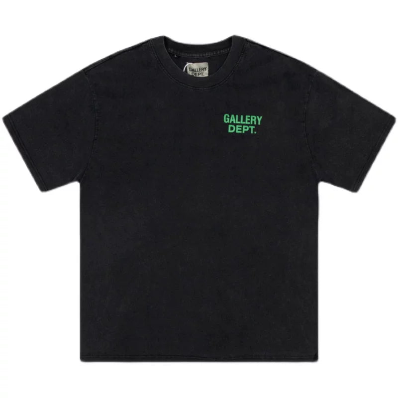 GALLERY DEPT Retro Washed Vintage Letter Printed T-shirt Summer Men's and Women's Loose Street Trendy Brand Short Sleeve