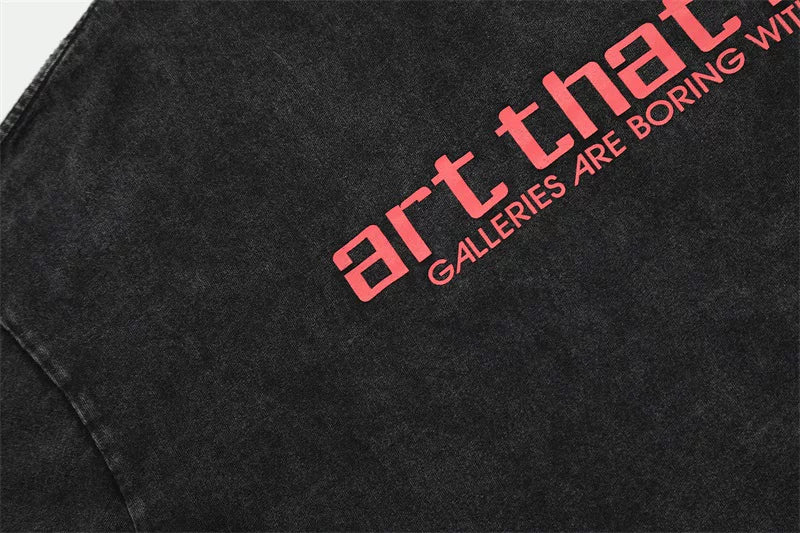 GALLERY DEPT Hot Stamped Printed Alphabet Trendy T-shirt High Street Washed Outdated Men's Loose Short Sleeves Summer