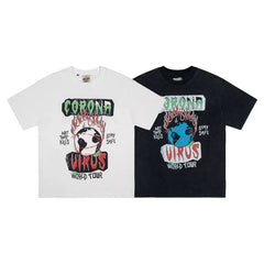 GALLERY DEPT Retro Washed Vintage High Street Graffiti Cartoon Printed Men and Women Couple Cotton Short sleeved T-shirt