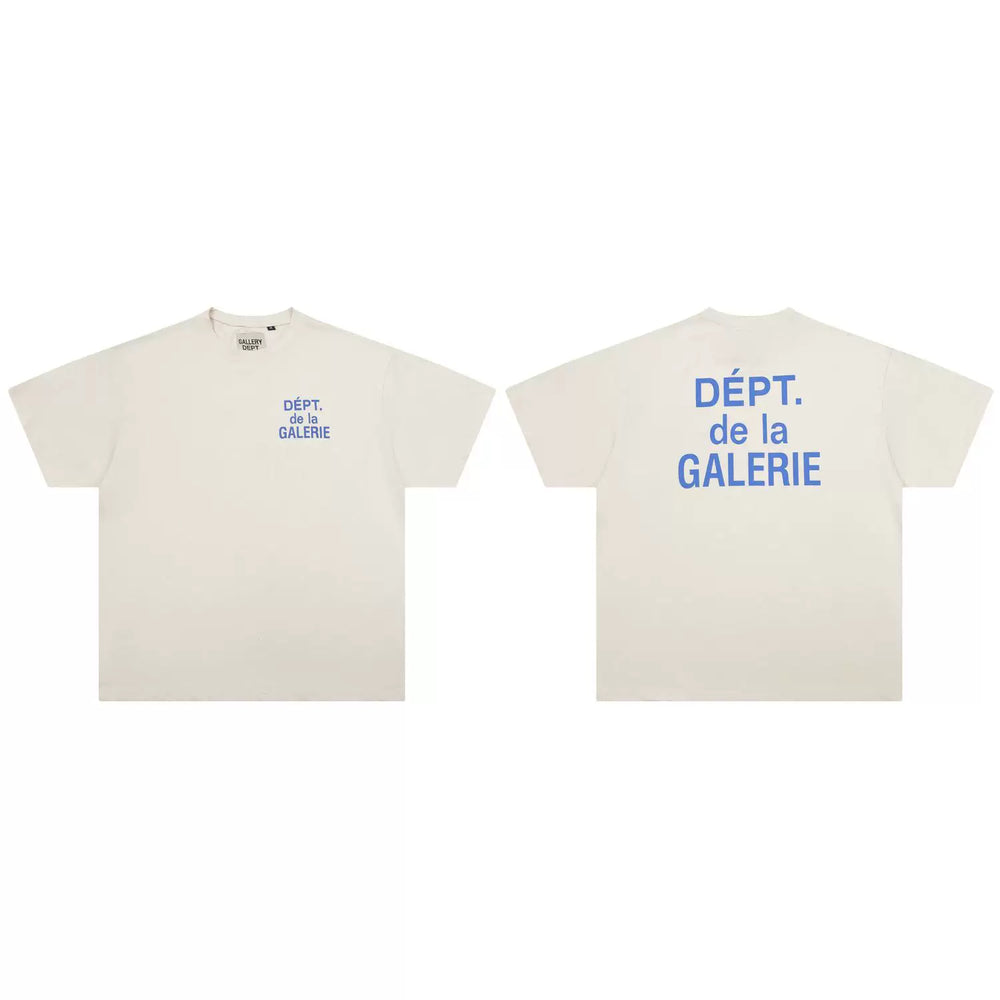 GALLERY DEPT Classic New Color Scheme French Letter LOGO Slogan Pure Cotton Round Neck Men's and Women's Short sleeved T-shirt
