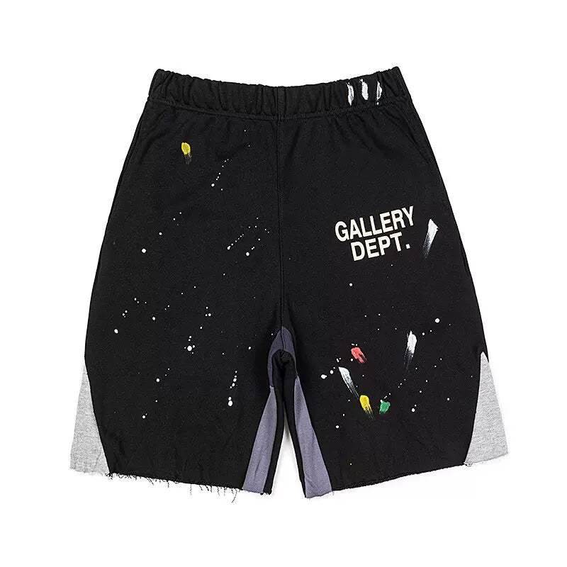 GALLERY DEPT Splicing Ink Splashing Tearing Edge Destruction Shorts Summer Cotton Loose Men's and Women's Casual Pentagram Pants Trendy