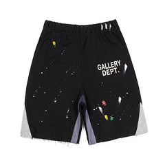 GALLERY DEPT Splicing Ink Splashing Tearing Edge Destruction Shorts Summer Cotton Loose Men's and Women's Casual Pentagram Pants Trendy