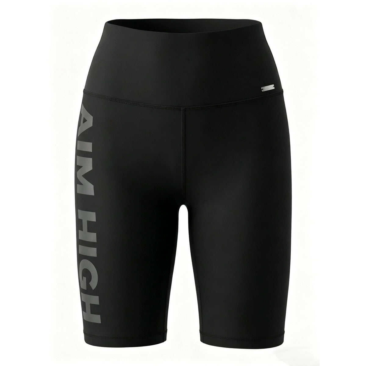 AIMN women's high waisted yoga shorts with moisture absorption, quick drying, letter printing, hip lifting, tight fitting sports five quarter pants