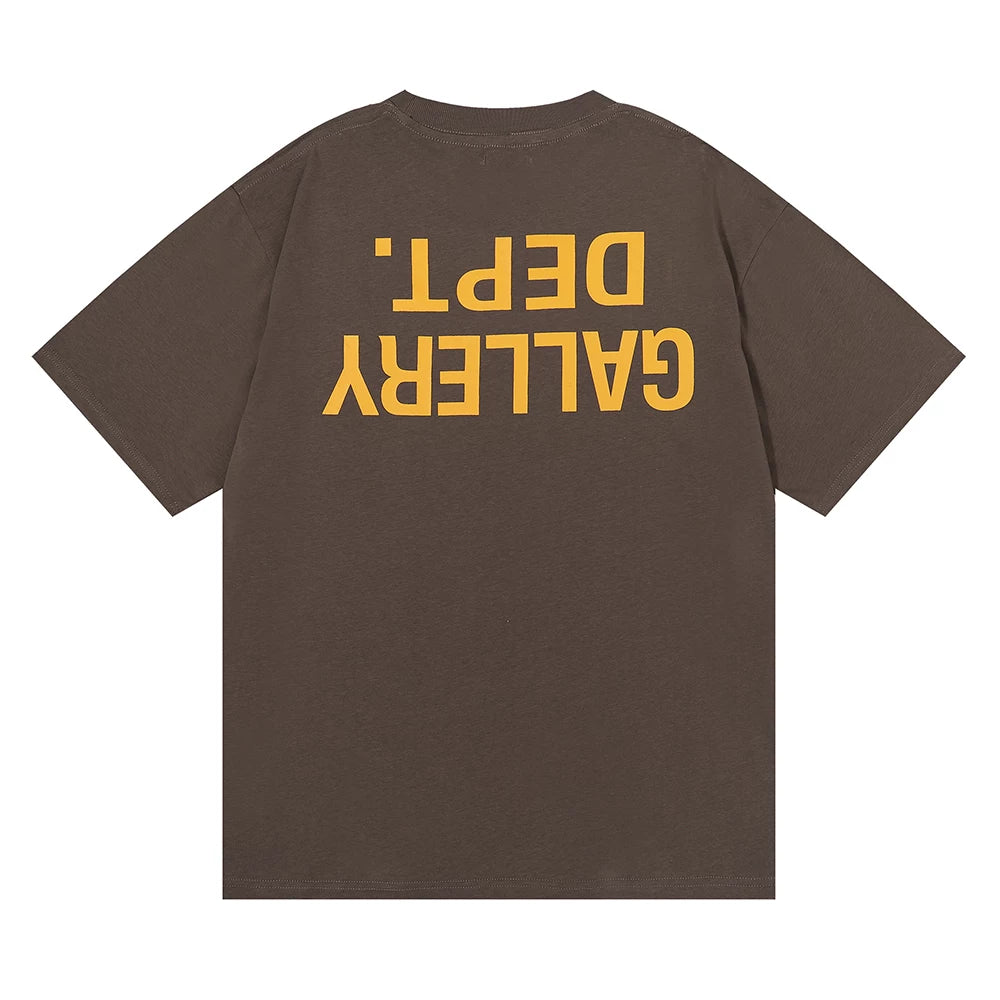 Midea GALLERY DEPT Inverted LOGO Design Letter Printed Half Sleeve T-shirt High Street Loose Men's and Women's Short Sleeves
