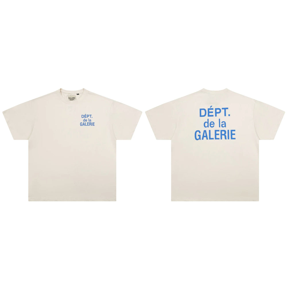 GALLERY DEPT Classic New Color Scheme French Letter LOGO Slogan Pure Cotton Round Neck Men's and Women's Short sleeved T-shirt