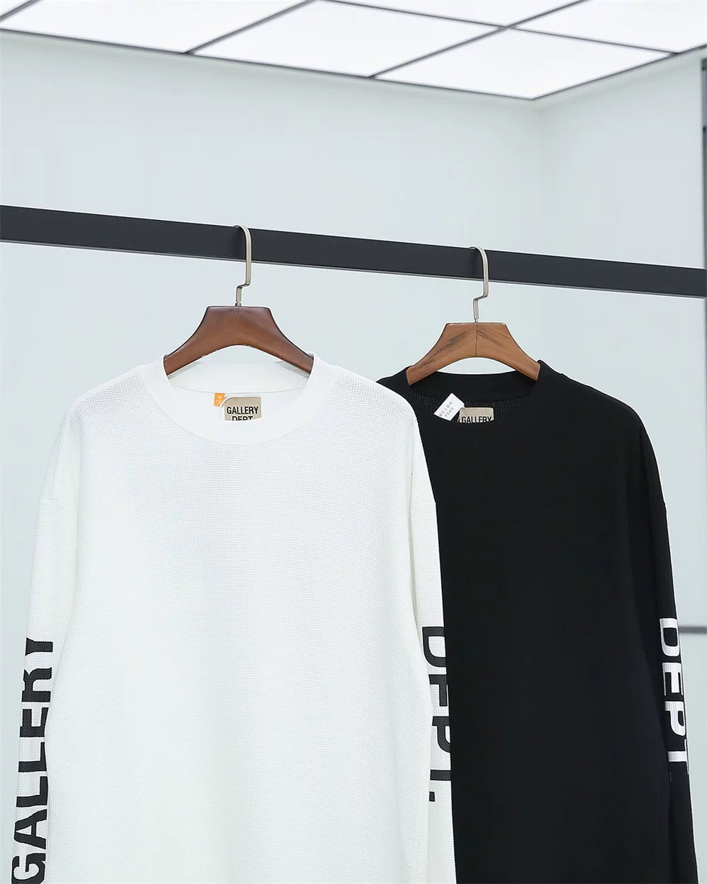 Gallery Dept letter printed logo high street trendy waffle grid long sleeved T-shirt autumn loose base shirt