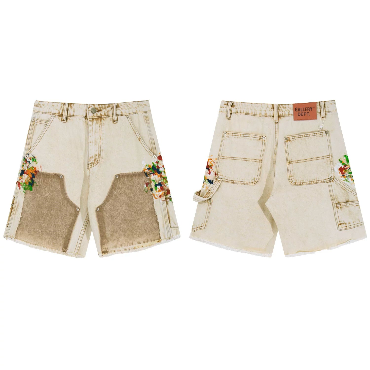 Gallery Dept Inkjet Logging Pants Splicing Work Pants Washed Jeans Shorts Versatile Casual Pentagram Pants