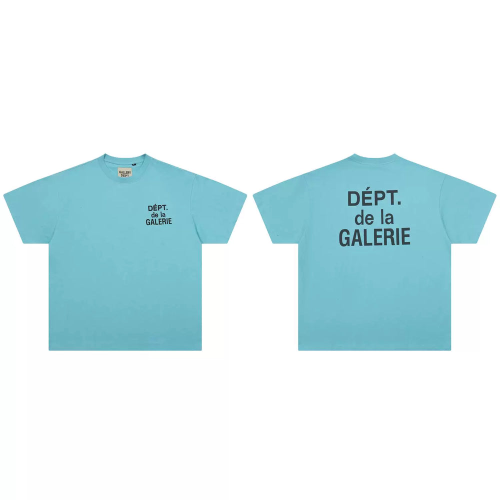 GALLERY DEPT Classic New Color Scheme French Letter LOGO Slogan Pure Cotton Round Neck Men's and Women's Short sleeved T-shirt