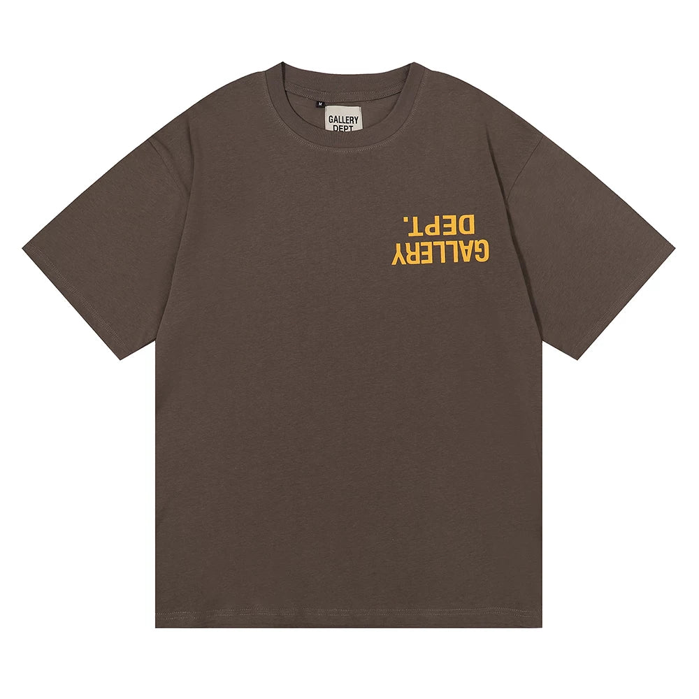 Midea GALLERY DEPT Inverted LOGO Design Letter Printed Half Sleeve T-shirt High Street Loose Men's and Women's Short Sleeves