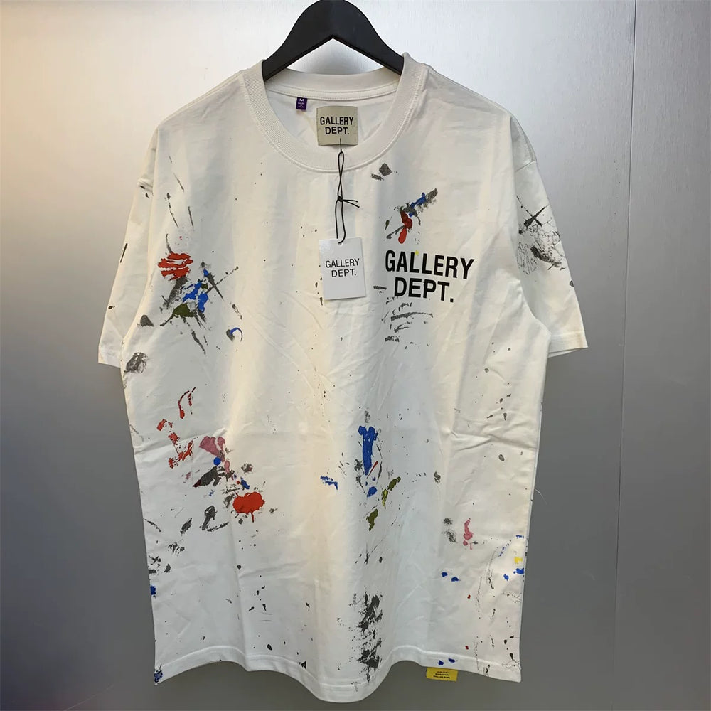 Gallery Depot PAINT SHOP SOUVENIR TEE New Ink Splash Printed Cotton Short sleeved T-shirt
